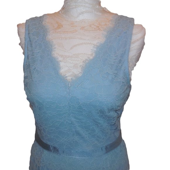 Maxi Dress Blue Lace Sleeveless Prom Gown Formal Special Occasion NWT - Picture 3 of 5